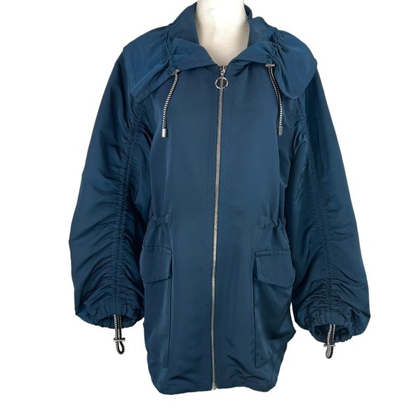 Ann Taylor Jackets & Blazers - NWOT Ann Taylor Teal Blue Green Ligjhtweight Ruched Sleeve Jacket Size S…